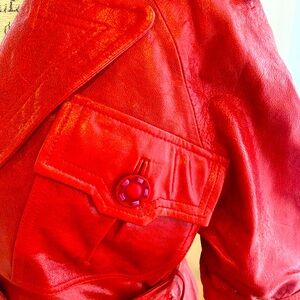 Shipskin leather red jacket
